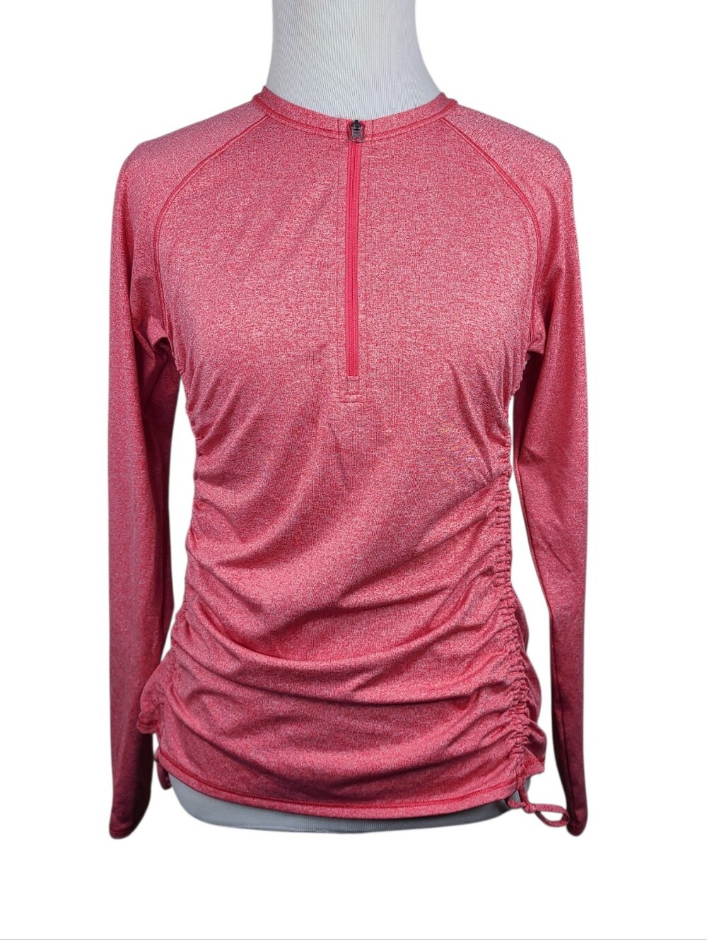 Calia By Carrie Underwood Pink 1/4 Zip Long-Sleeve Ruched Active Top Size Small